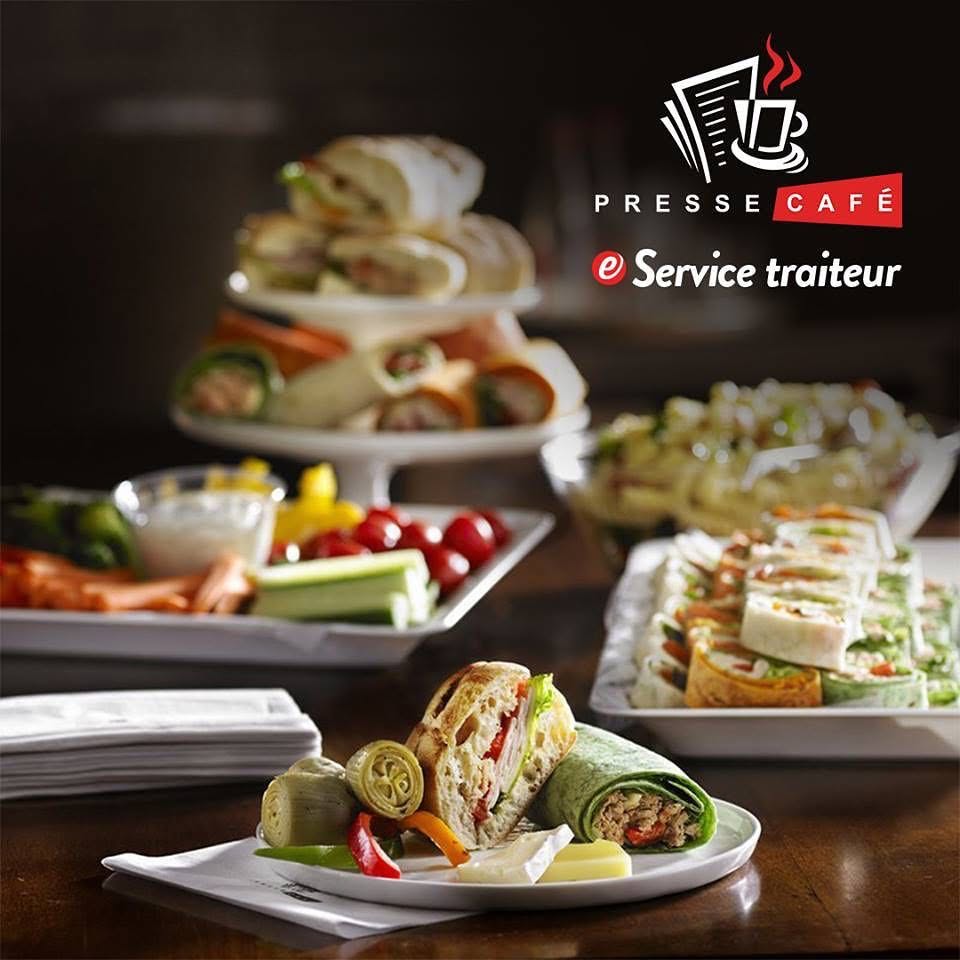 Presse Café Service Traiteur — assorted wraps, sandwiches and crudités